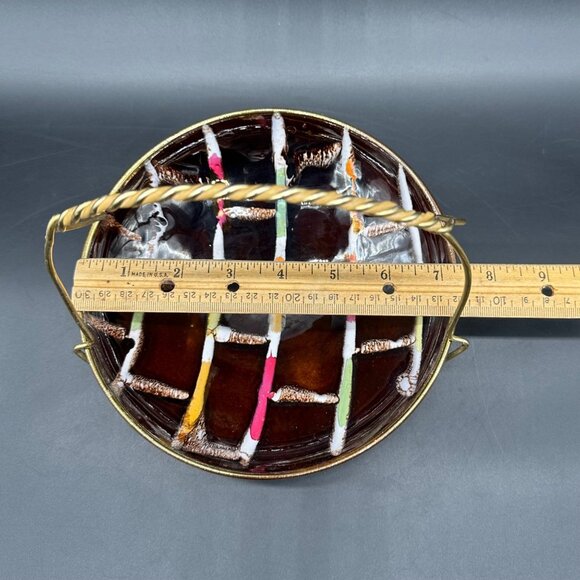 Vintage Bowl Metal Caddy Western Germany Mid Century Modern Decorative Serving - Picture 10 of 10